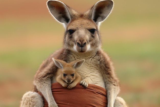 Photo kangaroo with a joey in its pouch