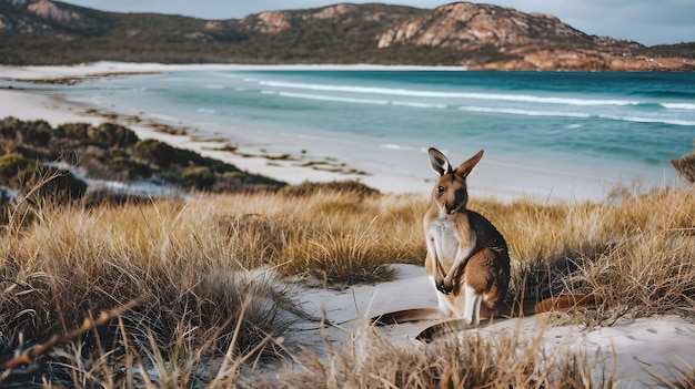 Photo kangaroos at lucky bay national park