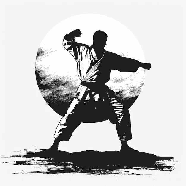 Photo karate silhouette tkd on white martial arts selfdefense discipline training