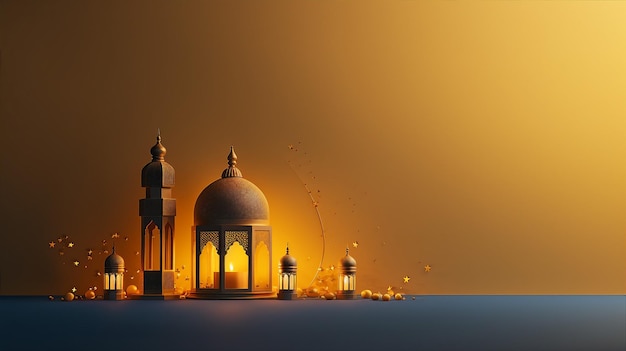 Kareem Eid Mubarak greeting background with lantern