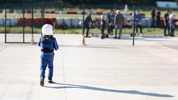 Karting pilots on the racetrack