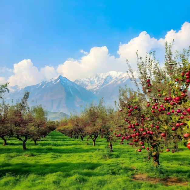 Kashmir apple amp grape garden scenery