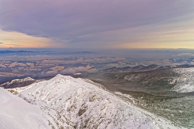 Kasprowy Wierch peak in Zakopane in Tatra Mountains in winter. Zakopane is a town in Poland in Tatra Mountains. Kasprowy Wierch is a mountain in Zakopane and is the most popular ski areas in Poland