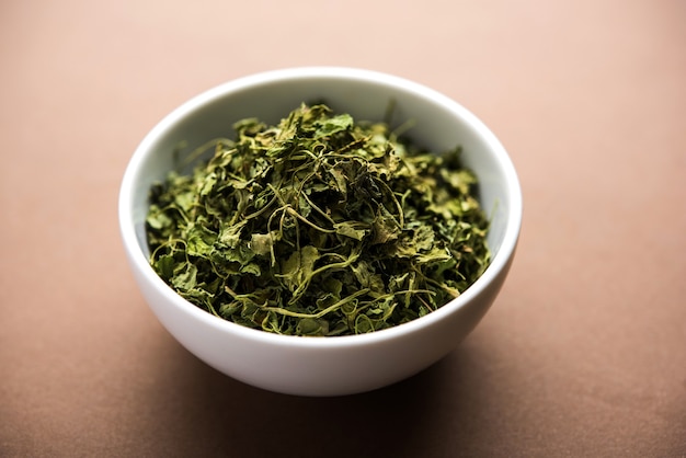 Kasuri Methi / Kasoori Methi or dried fenugreek leaves also known as Trigonella Foenum Graecum