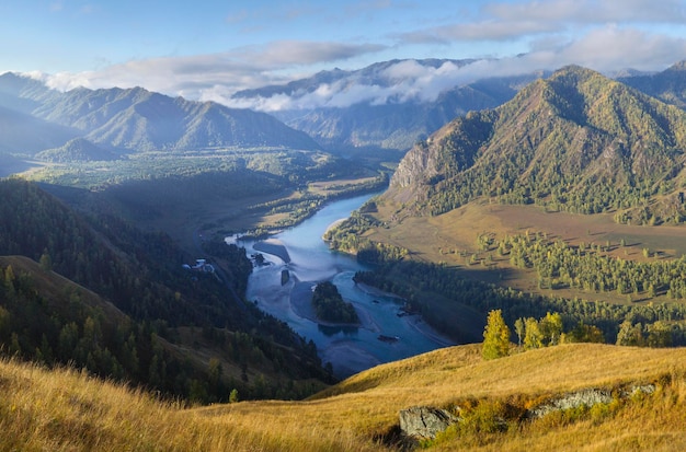 The Katun River flows among the mountains