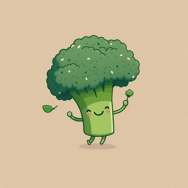 Photo kawaii broccoli funny vegetables cartoon character vector illustration