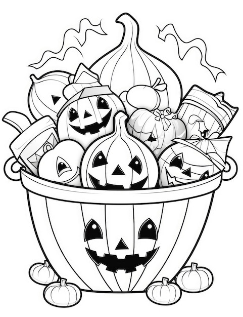 Kawaii Candy Delight A HalloweenInspired Coloring Page for Kids