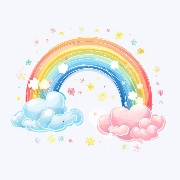 Kawaii Cartoon Rainbow 8K Resolution