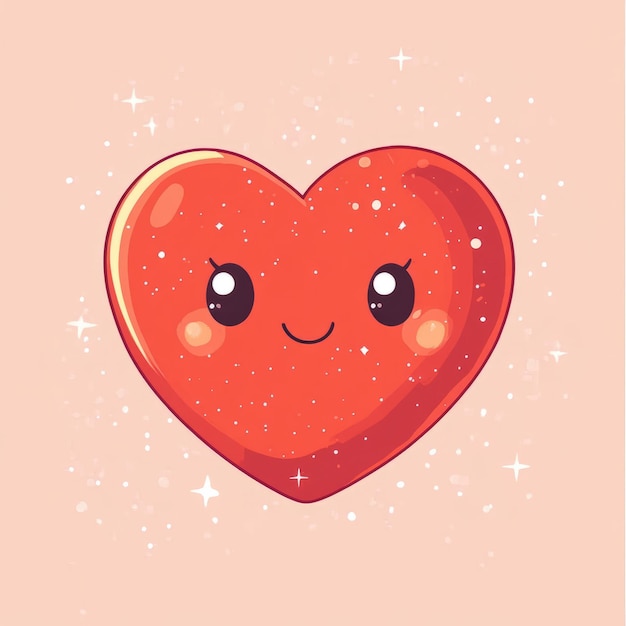 Photo a kawaii and chibi cute health icon with pastel red and white colors the icon features a cute heart