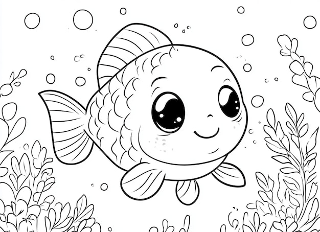 Kawaii Fish Coloring Page