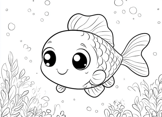 Kawaii Fish Coloring Page