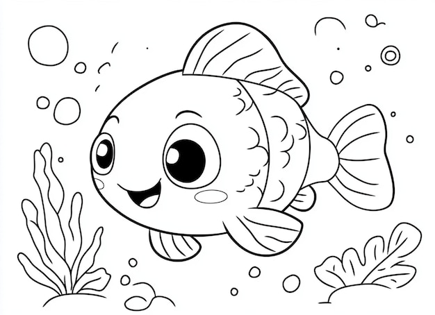 Kawaii Fish Coloring Page