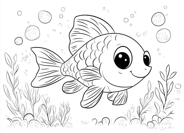 Kawaii Fish Coloring Page