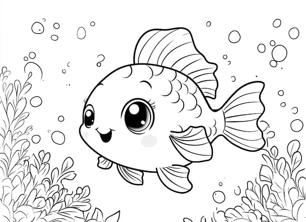 Kawaii Fish Coloring Page