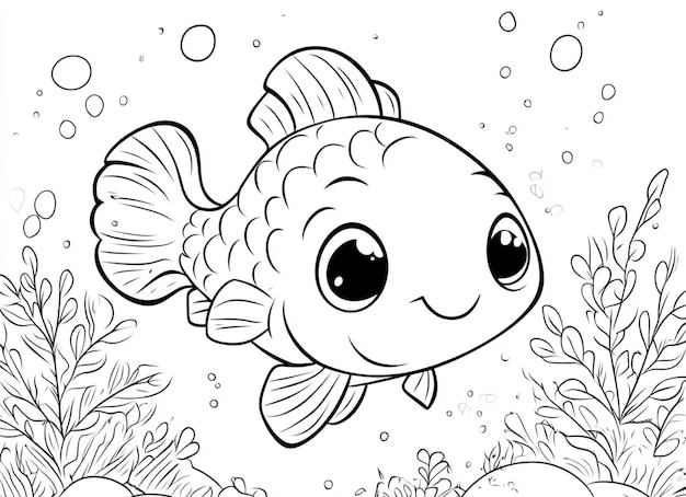 Kawaii Fish Coloring Page