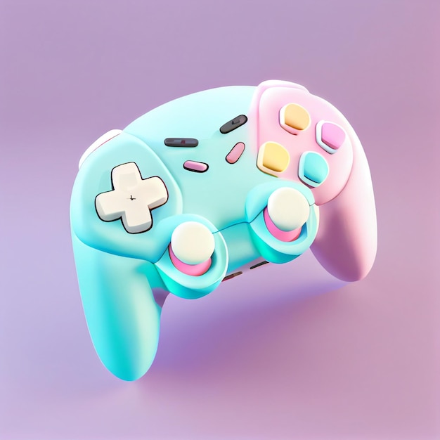 Kawaii gaming controller cute video game gamepad illustration