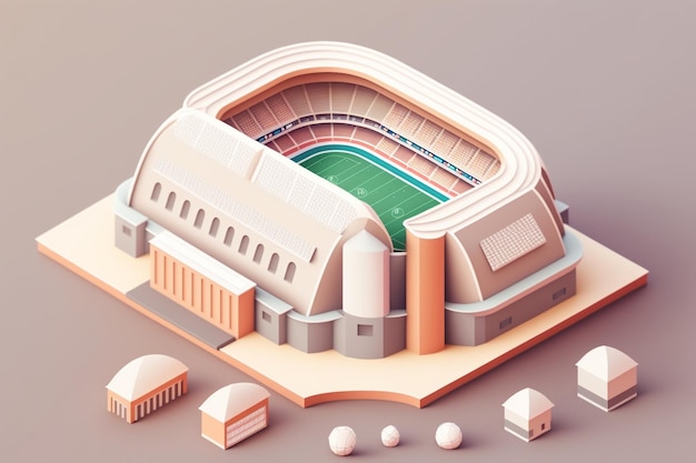 Kawaii illustration of sport stadium