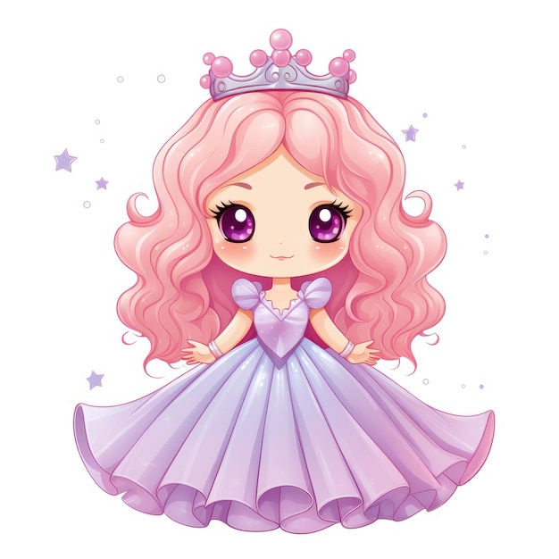 Kawaii kid in princess costume pastel cute kawaii clipart