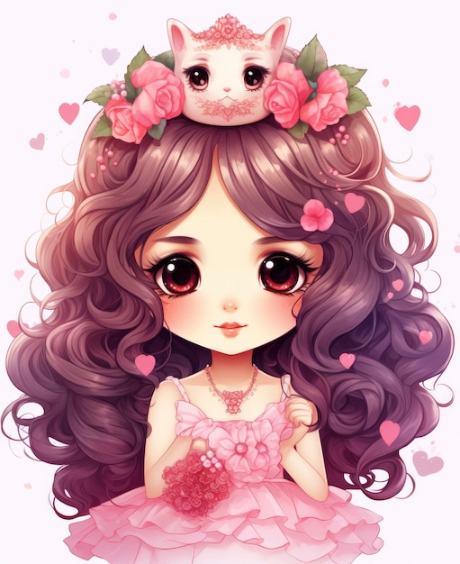 Kawaii princess drawing Cute style Beautiful color