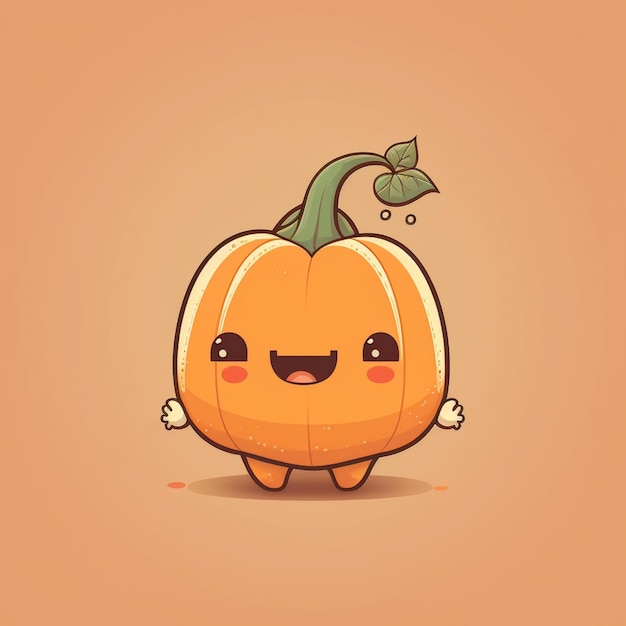 Kawaii pumpkin funny vegetables cartoon character vector illustration