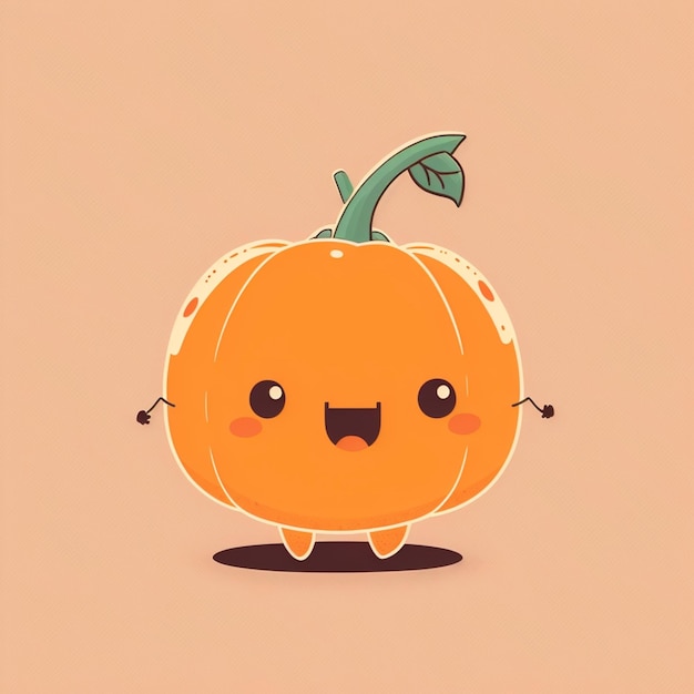 Kawaii pumpkin funny vegetables cartoon character vector illustration