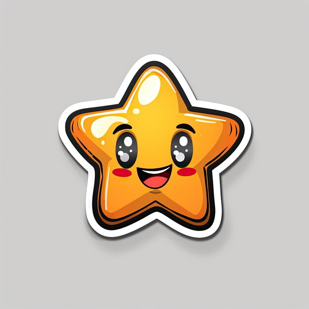 Kawaii Star Sticker with a Happy Smiling Face