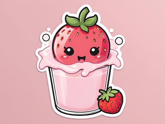 Kawaii strawberry milk svg sticker design