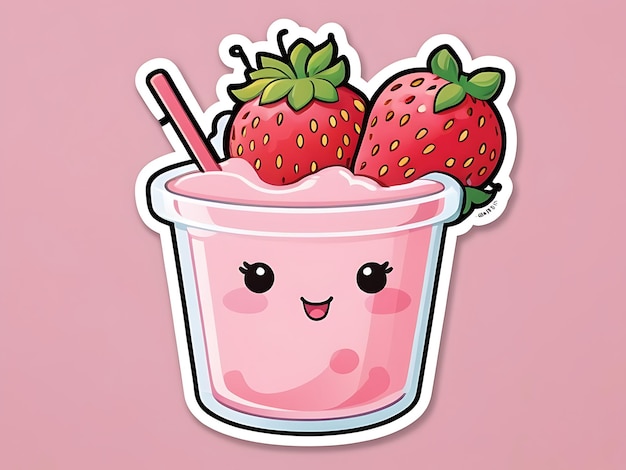 Kawaii strawberry milk svg sticker design