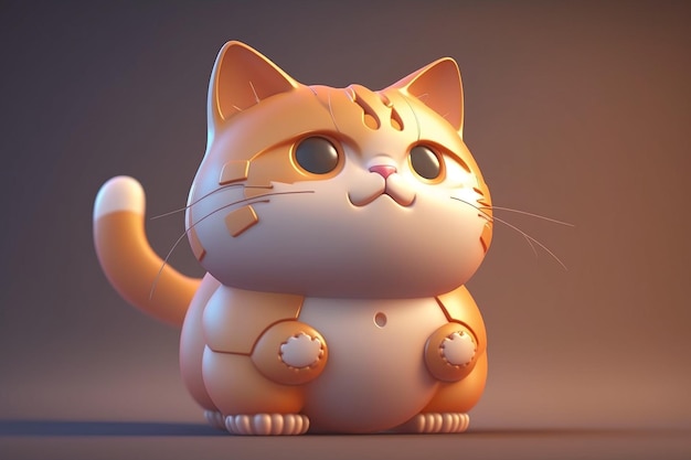 Kawaii style cartoon cat 3D animation image Ai generated art