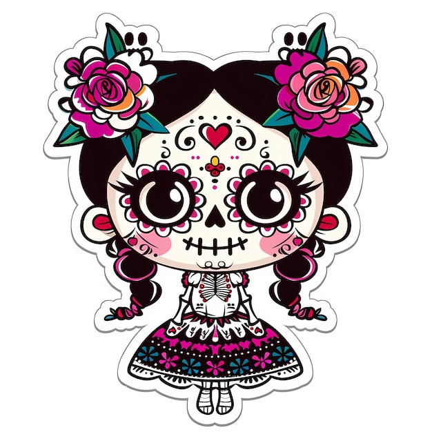 Photo kawaii style dia de muertos sticker