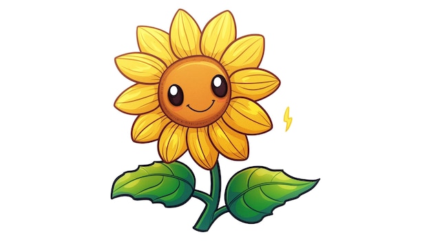 Photo kawaii sunflower cheerful design element isolated on a transparent background