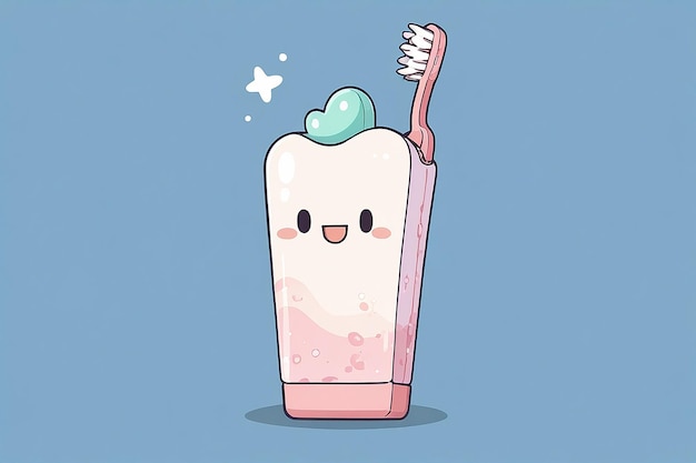 Kawaii Toothbrush Vector Illustration Cartoon Style