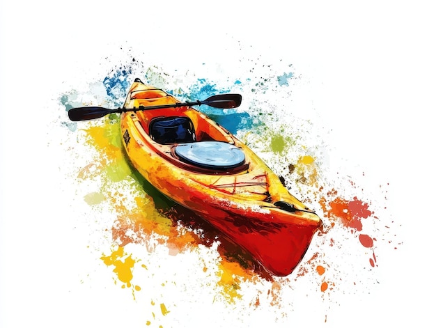 Kayak illustration in colorful pop art style