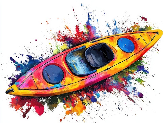 Kayak illustration in colorful pop art style