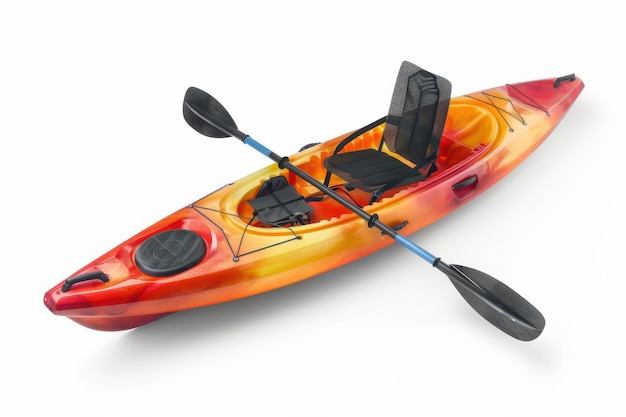 Photo kayak paddle and life vest isolated in transparent background