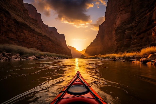 Kayaking Adventure Sunset in Canyon Valley Ai