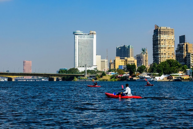 Kayaking on the Nile river in Cairo city Egypt Summer vacations