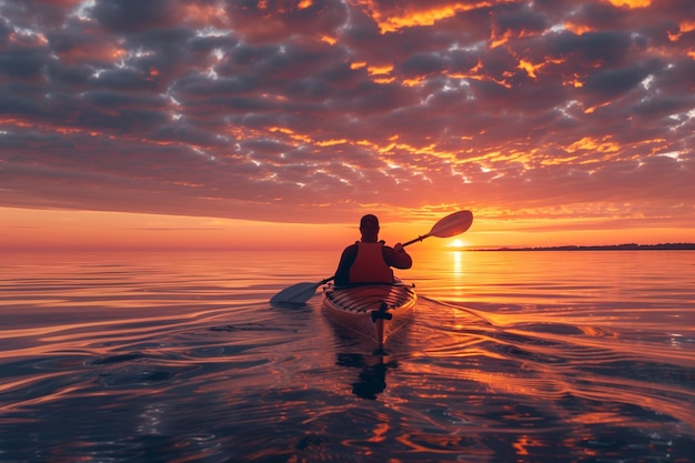 Kayaking at Sunset with Dramatic Sky