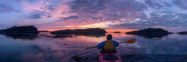 Kayaking at sunset