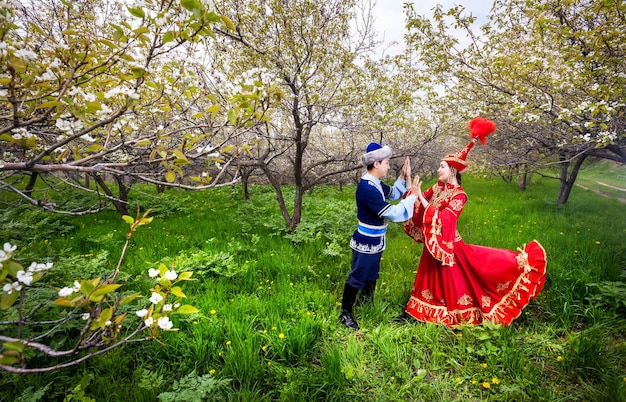 Kazakh couple in traditional costume