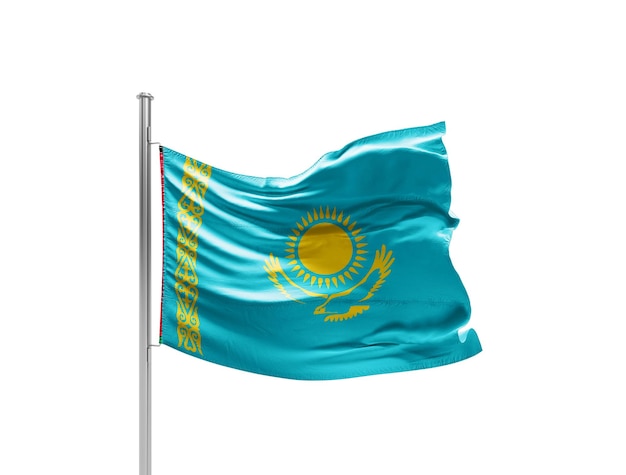 Photo kazakhstan national flag white background with clipping path