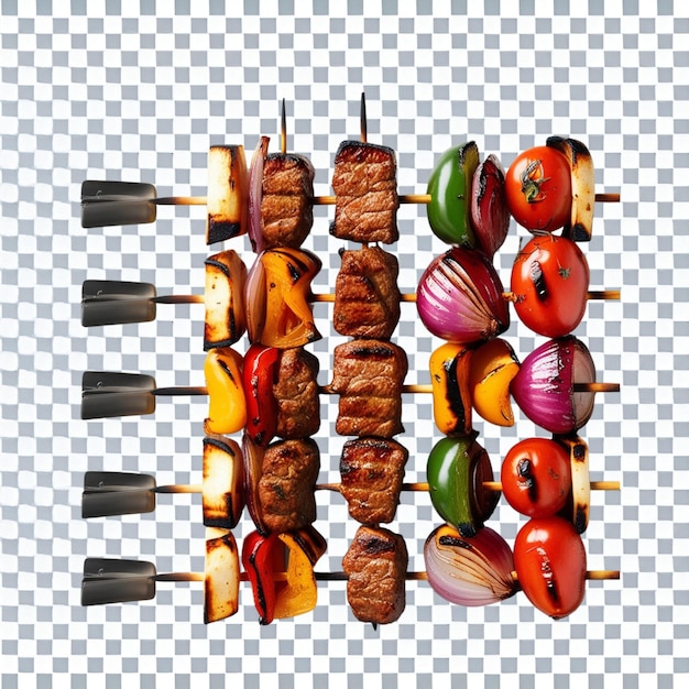 Photo kebab barbecue skewer set isolated on transparent background