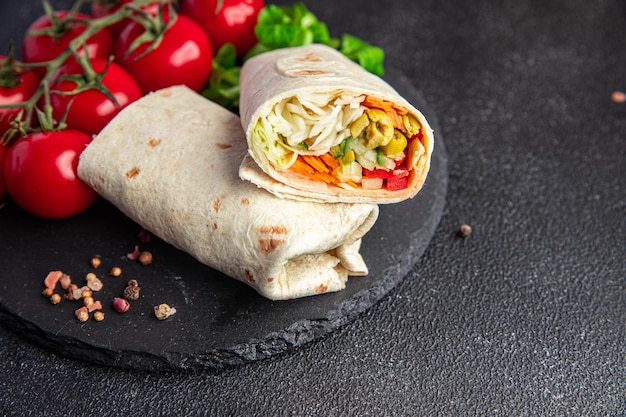 kebab wrap vegetarian vegetable fresh meal food snack on the table copy space food background