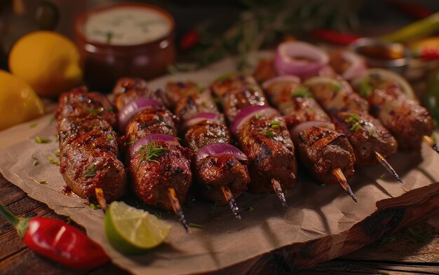 A Kebabs on the traditional background professional advertising food photo ai generated