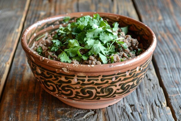 Photo keema aloo with fresh cilantro and mint