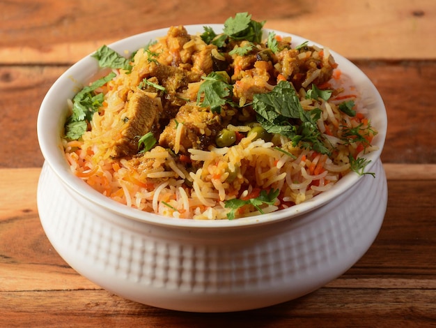 Keema Kheema Biryani Basmati rice cooked with minced meat and aromatic spices selective focus