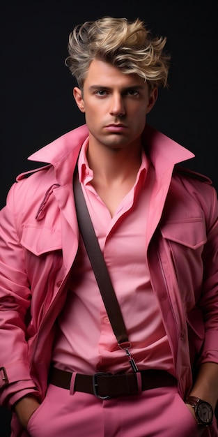 ken doll blond man outfit pink wallpaper background