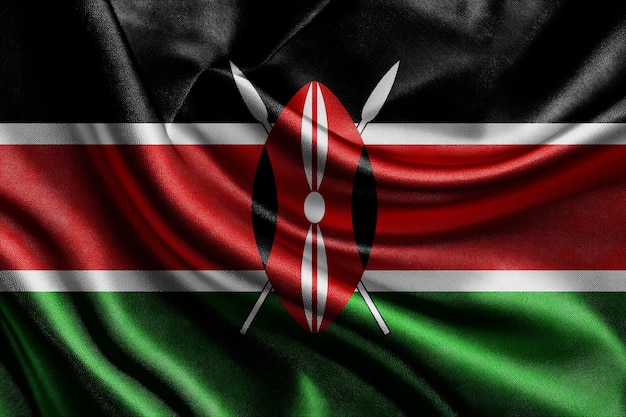 Photo kenya cloth flag with waving folds