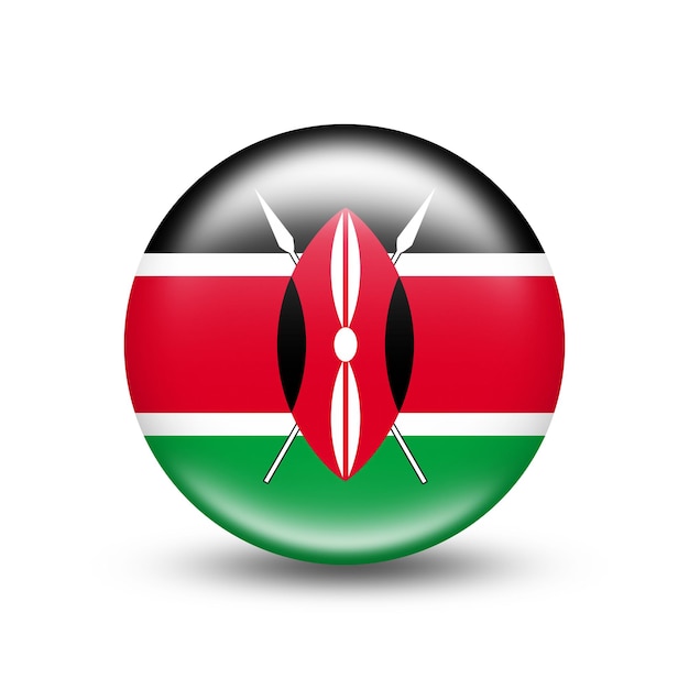 Kenya country flag in sphere with white shadow - illustration