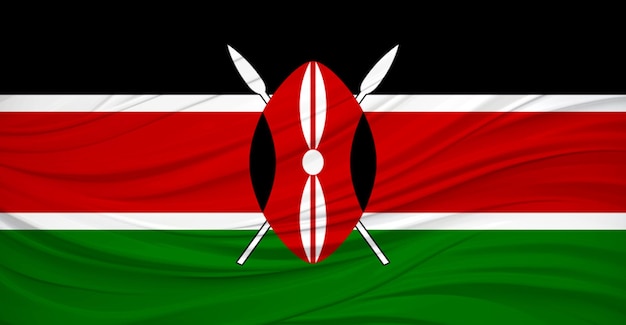 Kenya Flag Flying In The Wind